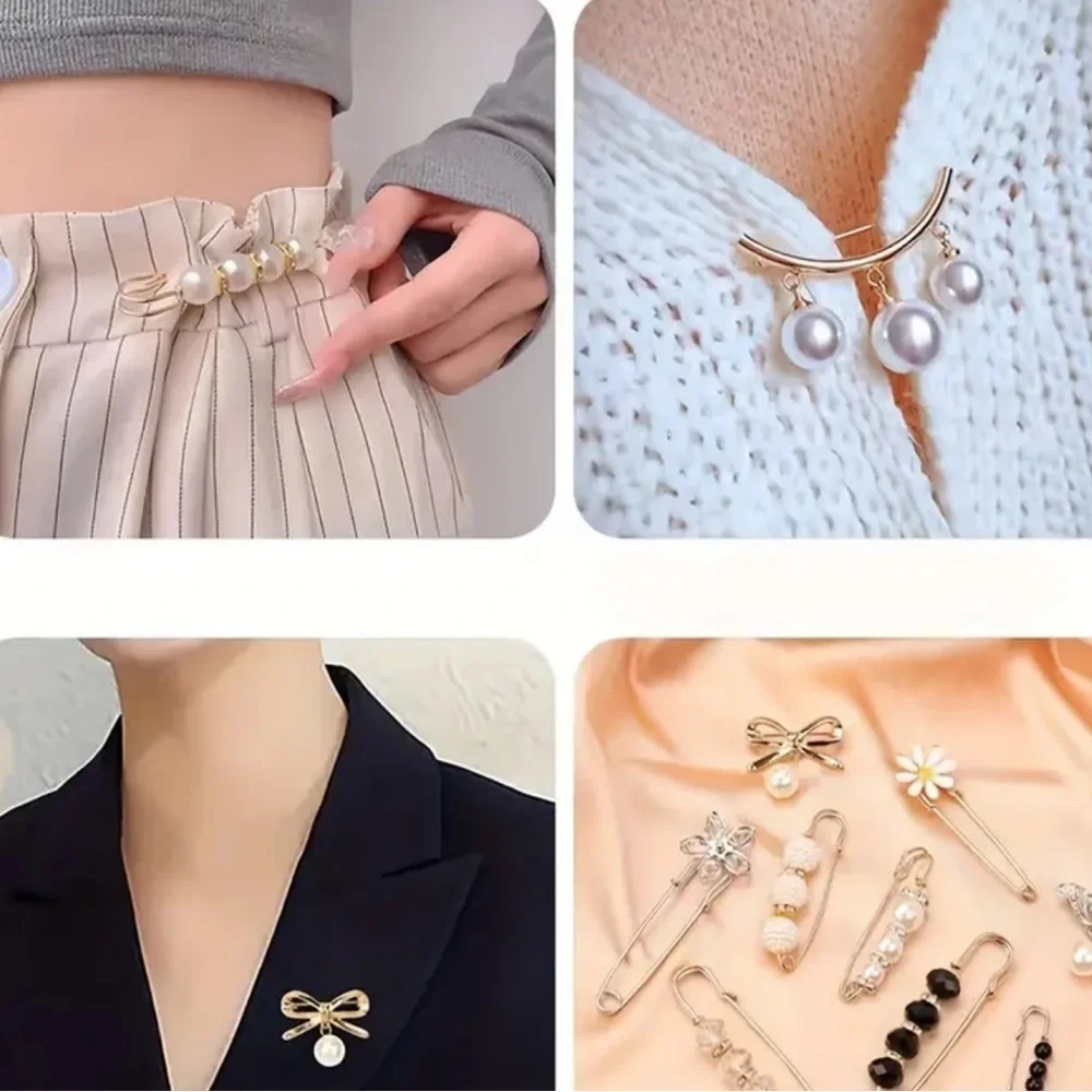 Elegant Gold and Silver Tightener & Brooch Set